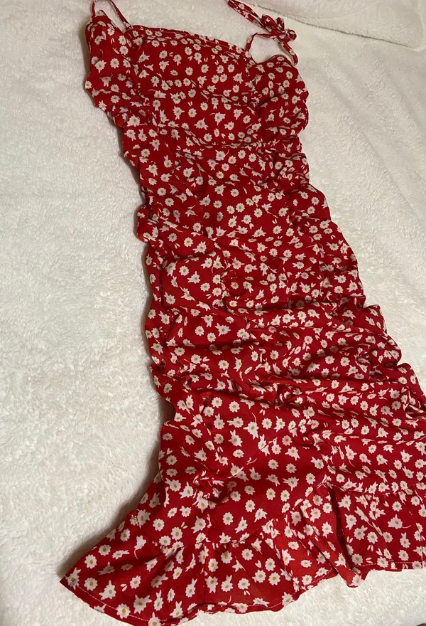 Red Floral Mini Dress - Image 2