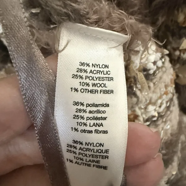 Chico's Cardigan Womens M Greta Sweater Neutral Patterned Sequin Metal Boho - Image 4