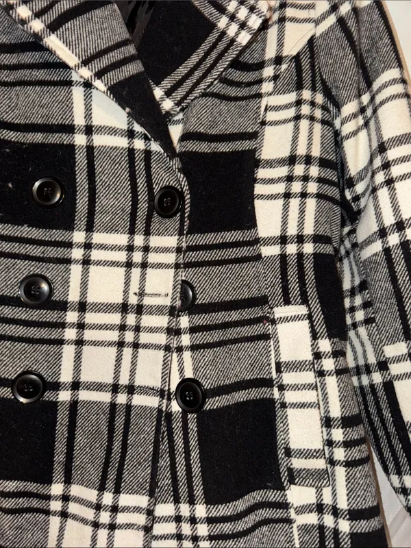 Larry Levine Black and White Plaid Peacoat - Image 2