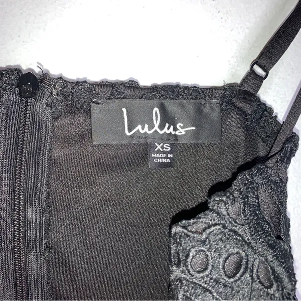 Lulus Black Lace Applique Spaghetti Strap Bodycon Dress Lulus Xs‎ CP0133 - Image 4