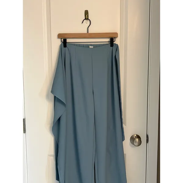 Halara Wide Leg‎ Wrap Pants Dusty Blue High Waisted Side Tie Small Tall - Image 4