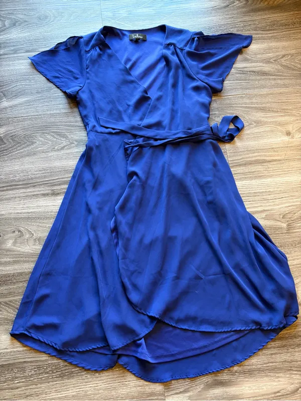 LULUS Elegant Royal Blue Wrap Midi Dress with Tie Waist - Image 5