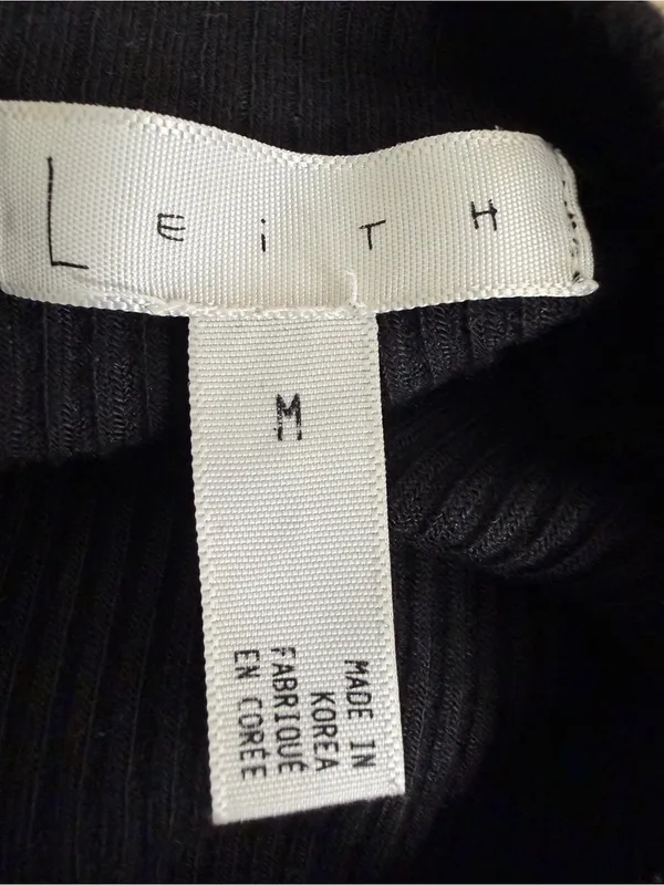 Leith women’s size M Black Ribbed Mock Neck Sleeveless Midi Dress (E76) - Image 9
