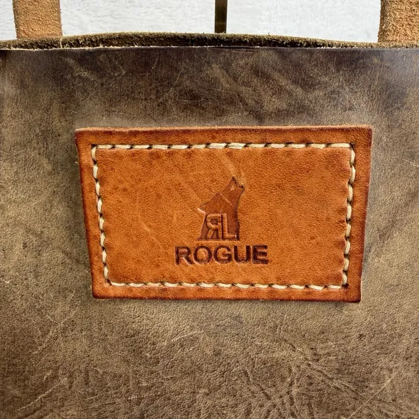Rogue Industrie Leather Tote Bag Full Grain Heavy Purse Brown Open Top‎ Distress - Image 4