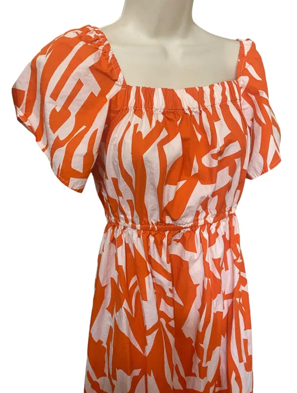 Nation AK Outfits Long Tropical Orange Maxi Tiered dress women size S - Image 3