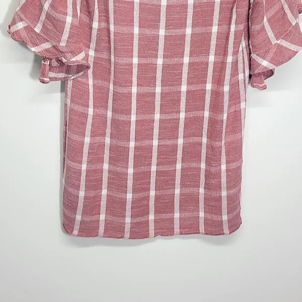 BCBGMAXAZRIA Tati Maroon Plaid V Neck Dress Size Small‎ - Image 5