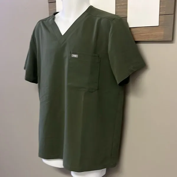FIGS Technical Collection Olive Short Sleeve PO1644 Medical Scrub Shirt- Large - Image 2