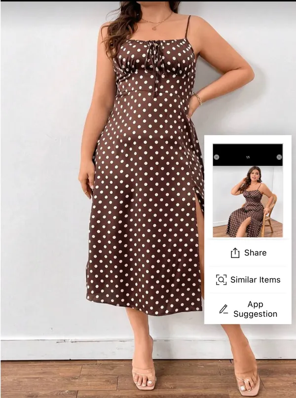 Brown and cream polka dot dress - Image 3