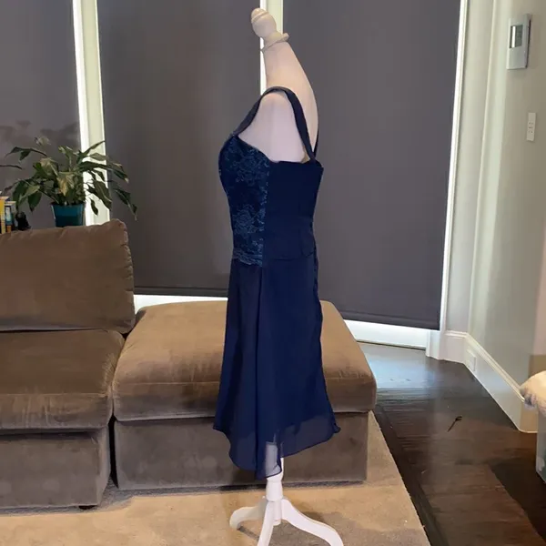 Women’s Navy Tea Length Formal Wedding Dress with Matching Jacket Size 12 NWOT - Image 4