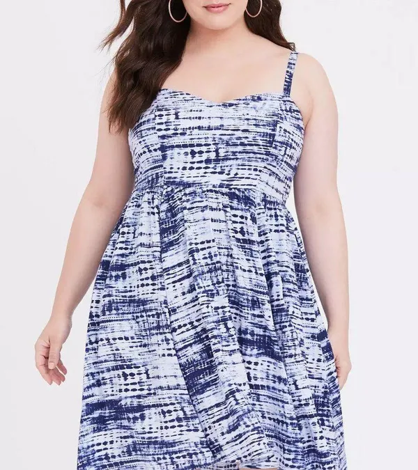 Torrid Plus Size Smocked Mini Challis High Low Tie Dye Skater Dress - Image 3
