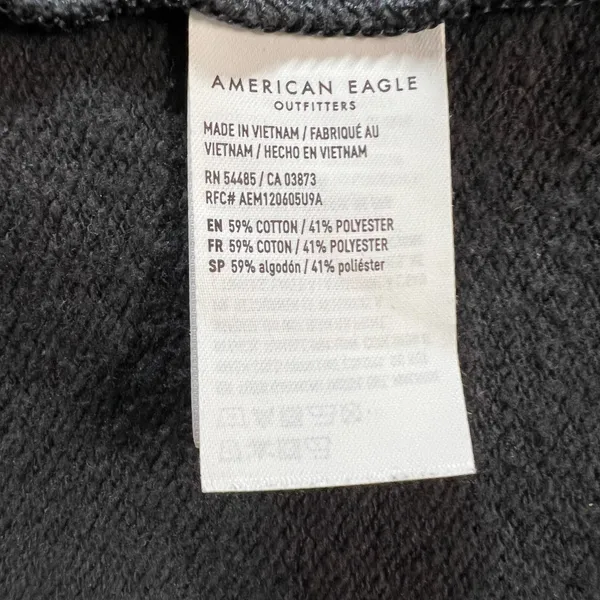 American Eagle Cropped Sweatshirt Women XL Charcoal Black Roll Hem Crop Crewneck - Image 14