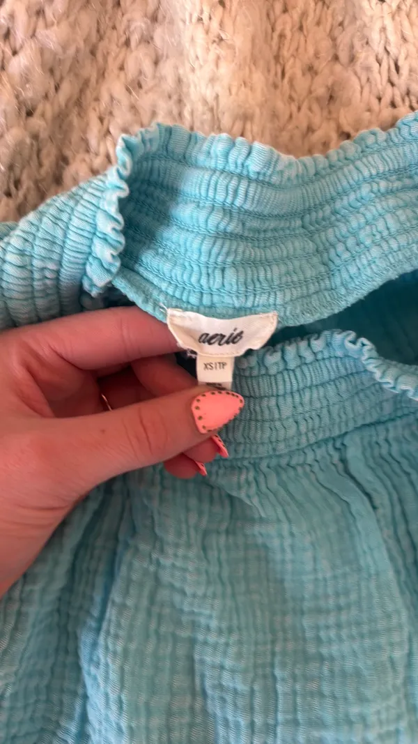 Aerie Teal Linen Shorts - Image 2