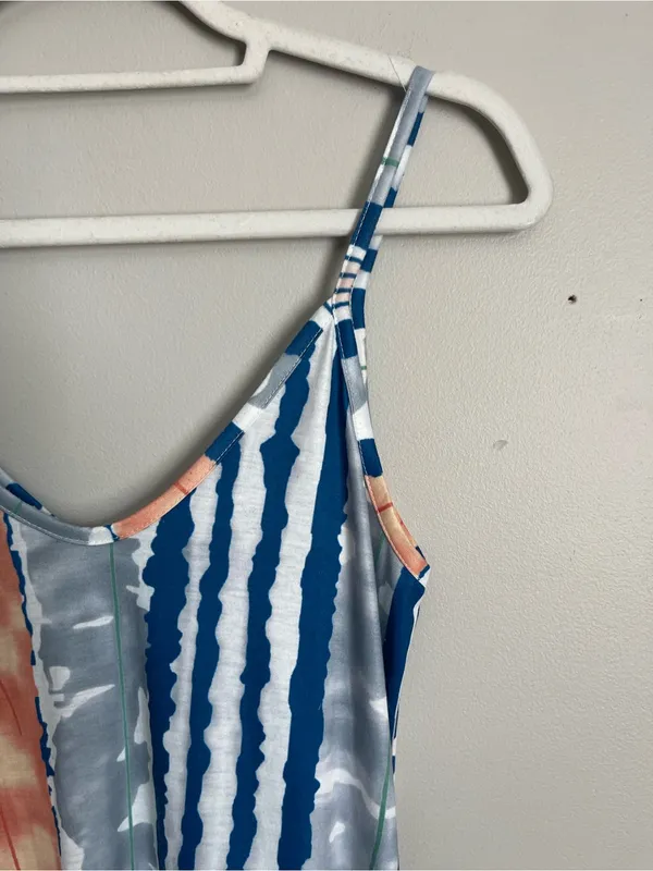 Blue Striped Spaghetti Strap Maxi Dress Sz M Size M - Image 5