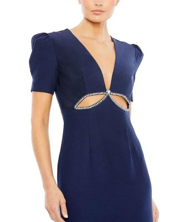 MAC DUGGAL Cutout Column Gown in Navy Size US 4 - Image 8
