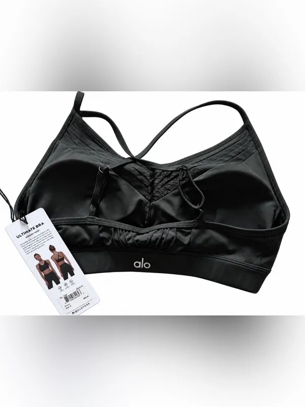 NWT ALO Yoga Ultimate Bra w Pads Hunter Green size S Modern Mesh Gym Run Workout - Image 2