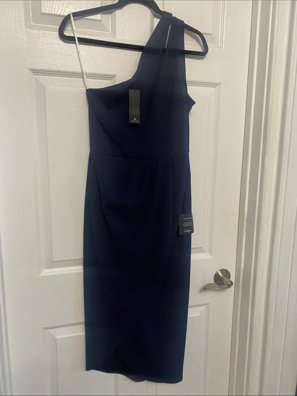 LULU'S M lulus So Flirty black One-Shoulder Cutout Asymmetrical Dress NEW B46 - Image 2