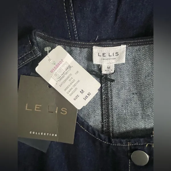 Le Lis Dark Blue Denim Romper - Image 9