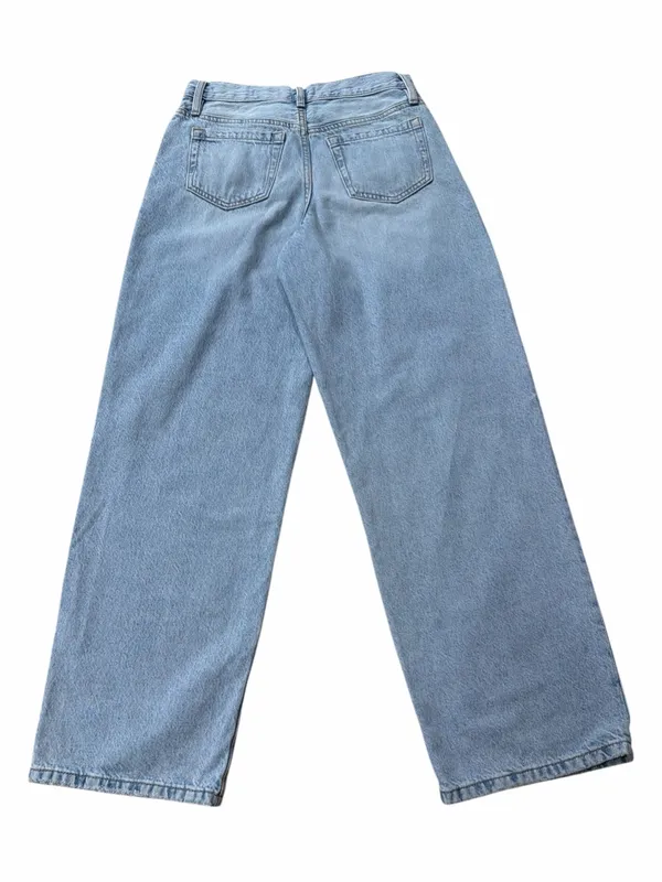 Garage Clothing Low Rise Baggy Wide Leg Denim Jeans Light Blue Wash - Image 2