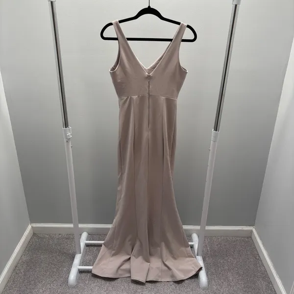 Show Me Your Mumu Neutral Beige V-Neck Trumpet Gown - Image 6