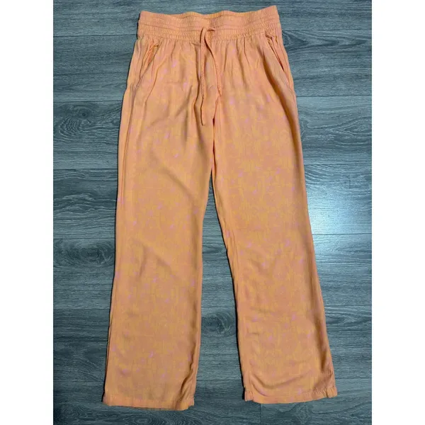Hurley‎ Womens Size M Orange Pink Batik Print Beach Pants Smocked Waist Coastal - Image 3