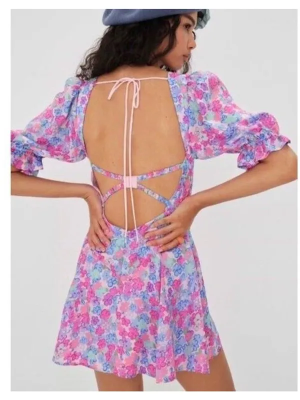 NWT FOR LOVE & LEMONS X Free People Angie Puff Sleeve Mini Dress Size Medium M - Image 7