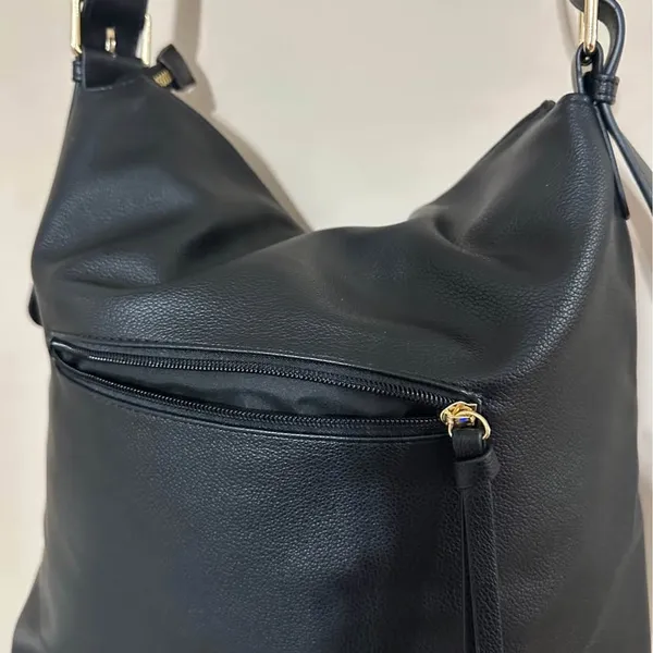 Black and brown vegan leather bucket bag petite Simone - Image 7