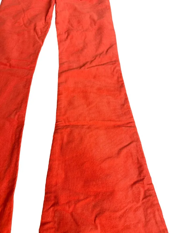 Edikted Bright Orange Corduroy Pants Flare Leg Casual Bold Size XS Women's NWT - Image 10