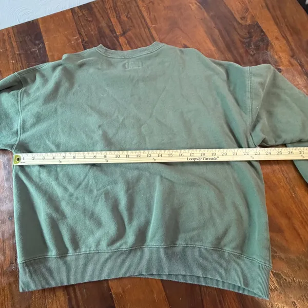 American Eagle Womens Olive Green Graphic Crewneck Sweatshirt Large Relaxed Fit - Image 7