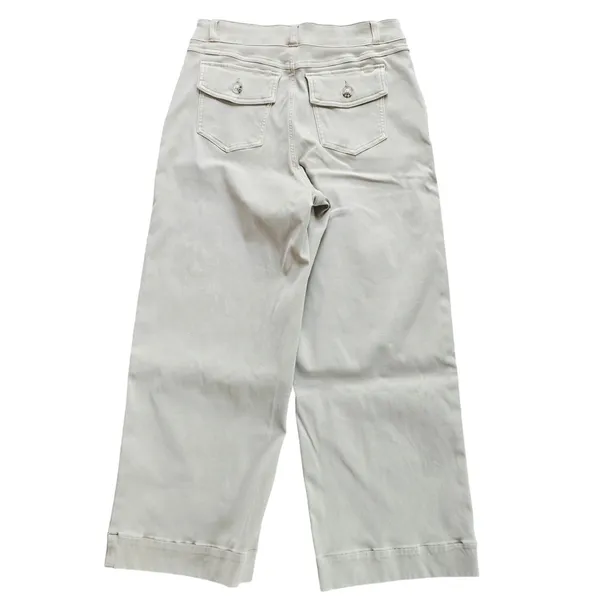 Spanx‎ Stretch Twill Wide Leg Crop Pants Soft Sage Beige 20312R Womens Large L - Image 5