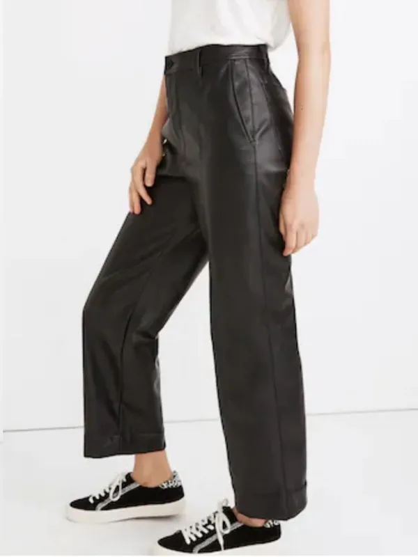 Like New Madewell Emmett Wide Leg Faux Leather Pants Size 29 Retail $148.00 - Image 2