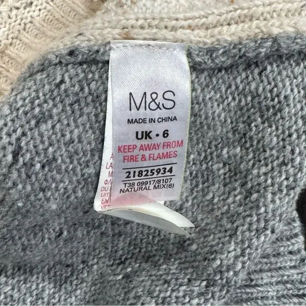M&S Marks and Spencer Tan Grey Knit Wool Blend Tunic Sweater Women’s 6 - Image 4