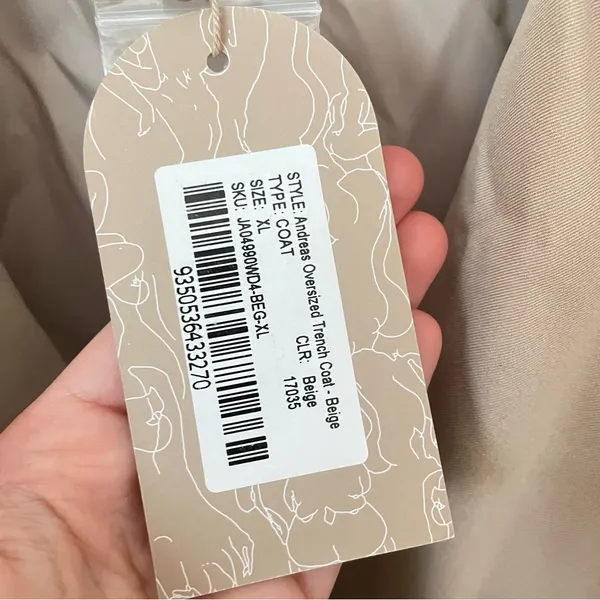 Meshki Andreas Oversized Trench Coat in Beige Tan Size XL *No Belt* - Image 6
