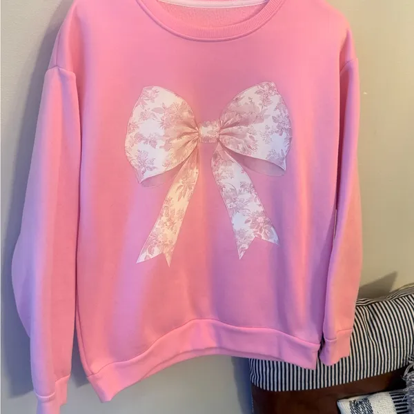Blush Pink Bow Coquette Sweater Size Small - Image 7