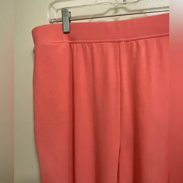Cuddl Duds Womens Lounge Pajama Pants L Large Solid Coral Salmon wide leg - Image 2
