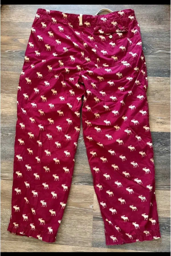 Vintage Abercrombie & Fitch Red Moose Print Lounge Pants - Image 2