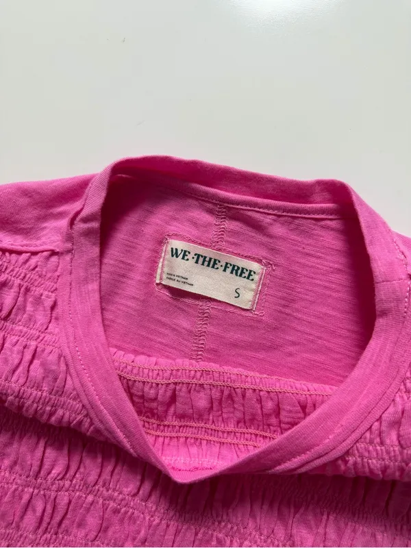 Free People We The Free Sylvie Smocked Long Sleeve, Pink, Size S - Image 5