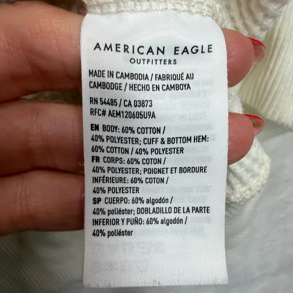 American Eagle Large Big Hug Off-the-Shoulder Waffle Sweatshirt Oversized Boho - Image 5