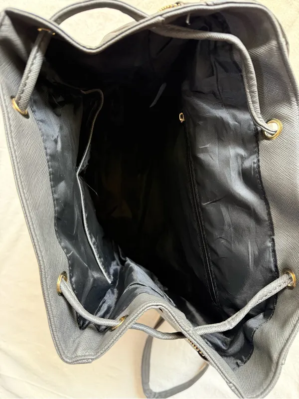 Women’s Gray Backpack Purse with Gold Accent - Image 6
