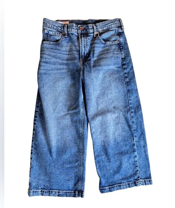 Gap High Rise Stride Wide-Leg Ankle Jeans Sz 30/10P Medium Indigo Wash Cotton - Image 2
