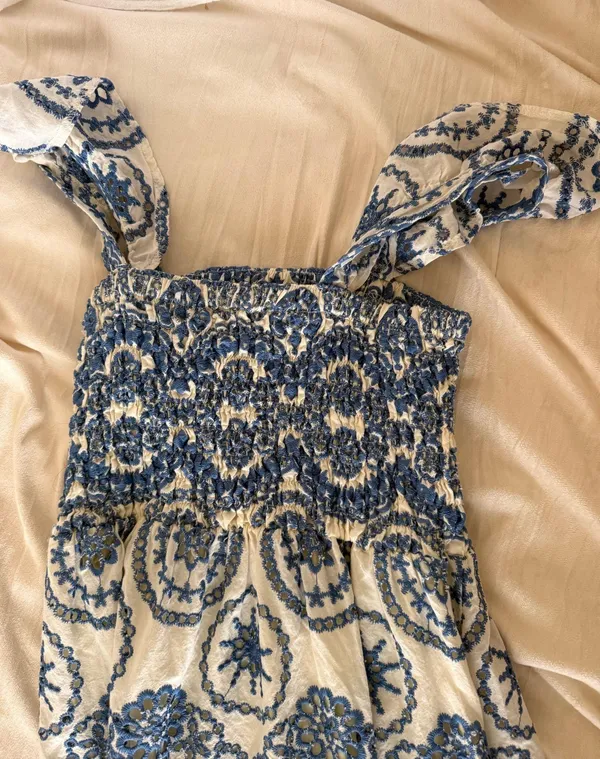 Blue and white crochet maxi dress - Image 2