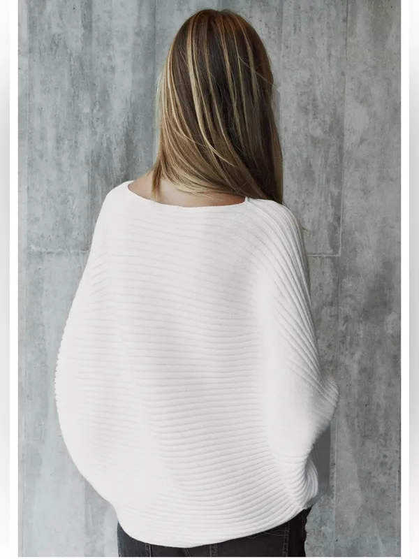 NWT Zara Volume Textured Knit Jumper Sweater Boat Neck White Sz S-M - Image 5