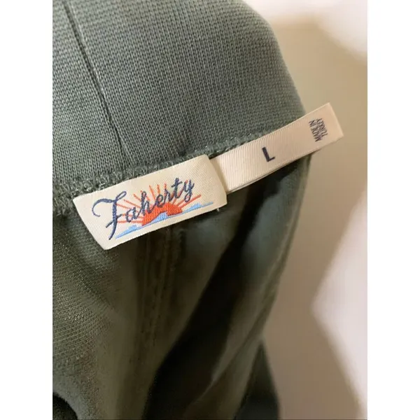 Faherty Arlie Day pull-on tapered leg pants olive green linen cotton large - Image 4