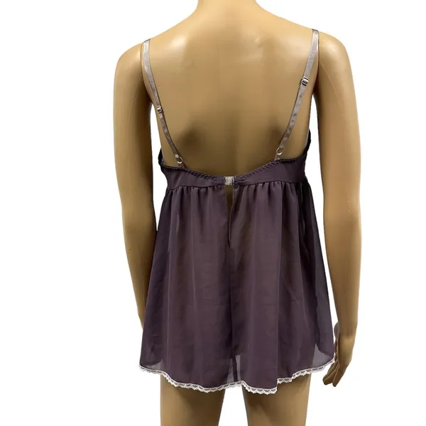 Victorias Secret Purple Lace Cami Adjustable Spaghetti Strap Negligee Top Small - Image 3