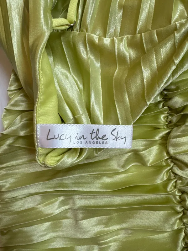 Lucy in the Sky Mini Dress Green Ruched Bodycon - Image 3