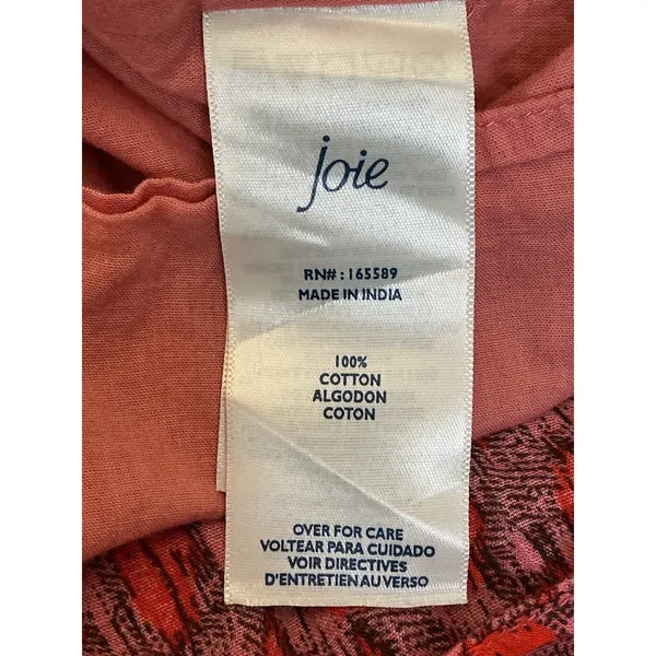Joie Red Pink Abstract Print Cotton Tiered Maxi Dress Sleeveless V-Neck XL - Image 9