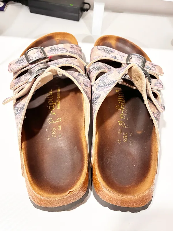 Birkenstock Papillio Triple-Buckle Sandals in Light Pink Floral Size 10 - Image 4