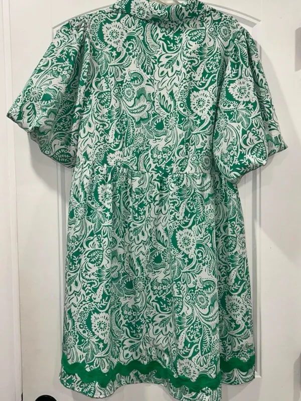 Umgee Green/White Paisley Print Dress Women's Small - Image 5