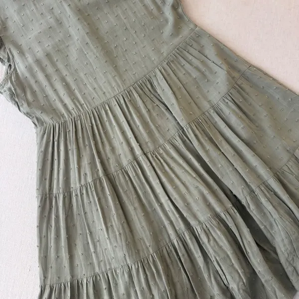 Altar'd State Light Olive‎ Swiss Dot Button Front Mini Dress Boho M nwt - Image 13