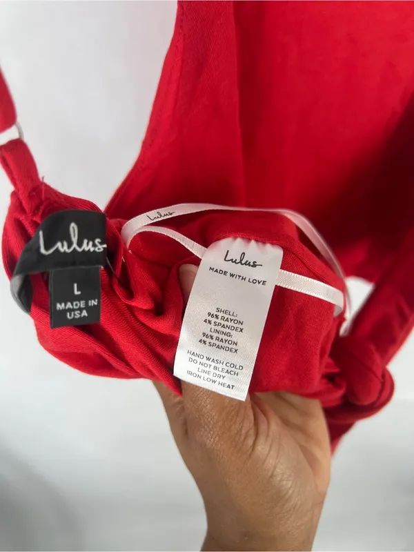 Lulus Red Tie-Back Cropped Cami Tank Top Size L NWT - Image 7