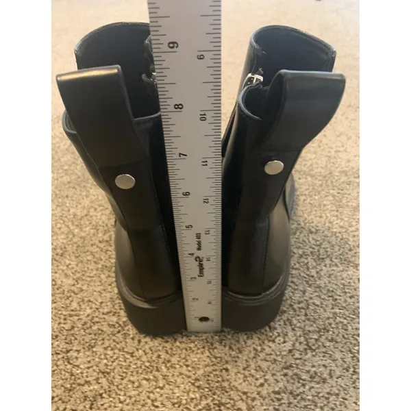 H&M Platform Ankle Boots Womens 8 Black Excellent Side Zip Lug Sole 1090478 - Image 8